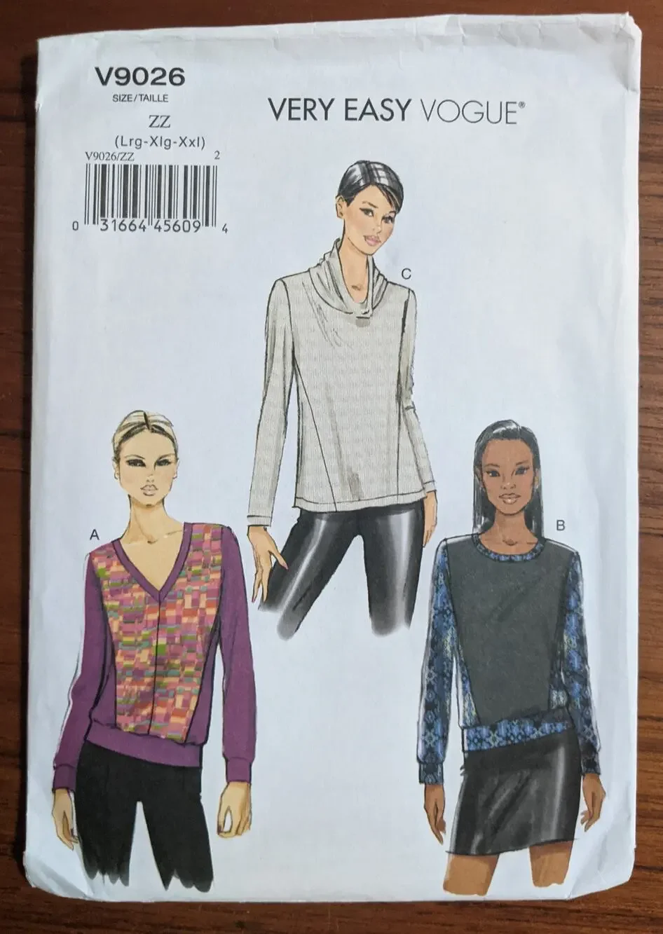 UNCUT Vogue Top Pattern 9026 Size Lrg-Xxl